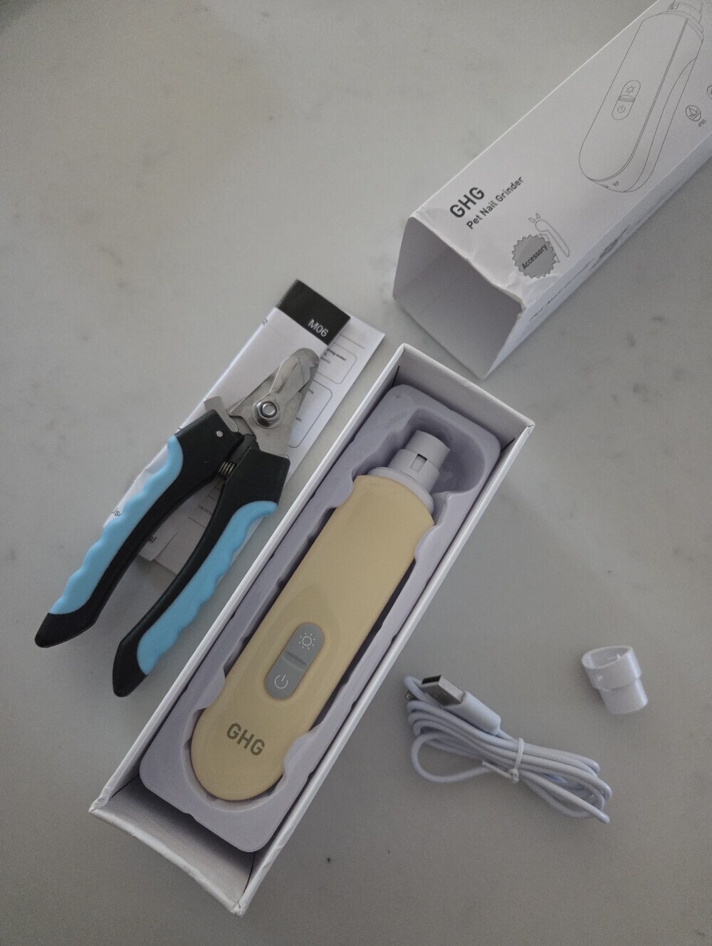 GHG Dog Nail Grinder Kit Rechargeable LED Pet Trimmer Clippers NIB - Picture 4 of 14
